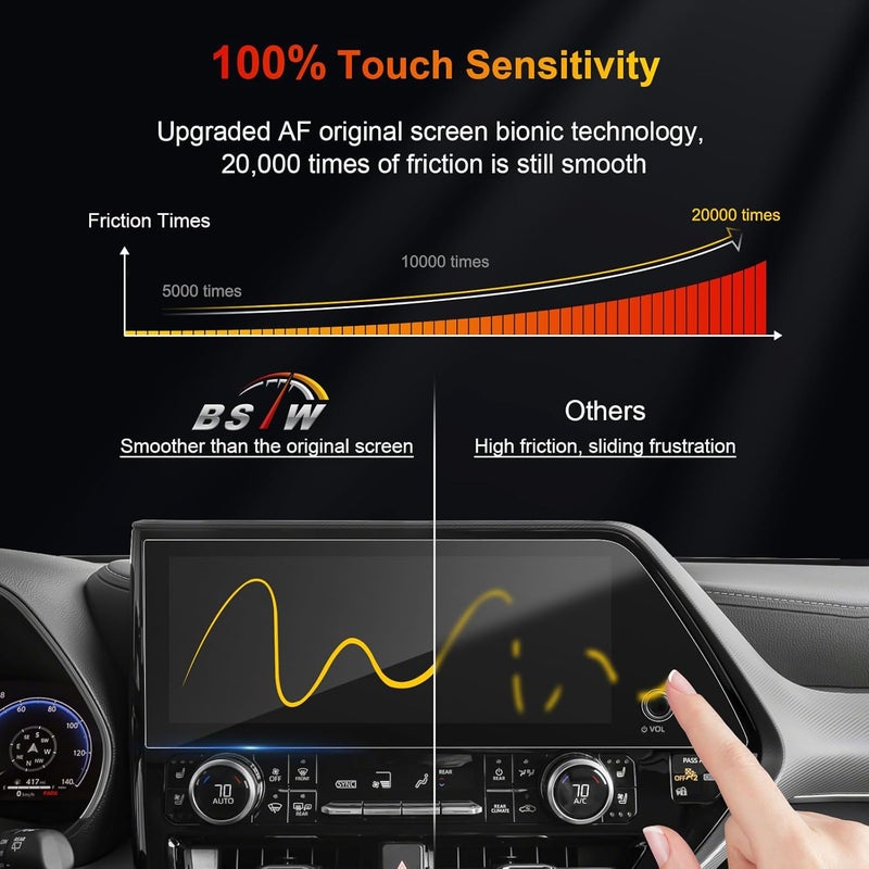 BSTW for 2025 Toyota Highlander Screen Protector 2023-2025 Highlander Limited/Platinum 12.3-in for 2025 Toyota Highlander Hybrid Accessories 9H Tempered Glass Protective Film - Image 5